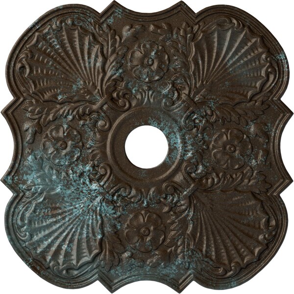 Ekena Millwork Flower Ceiling Medallion (Canopies up to 6 1/4"), 29"OD x 3 5/8"ID x 1 3/8"P, Bronze Blue Patina CM29FWBBS - main